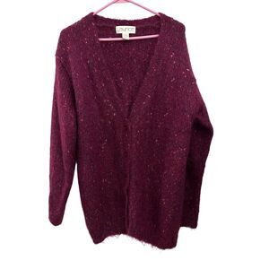 Laurice Purple‎ Vintage Mohair Fuzzy Button Up Cardigan Sweater Size L